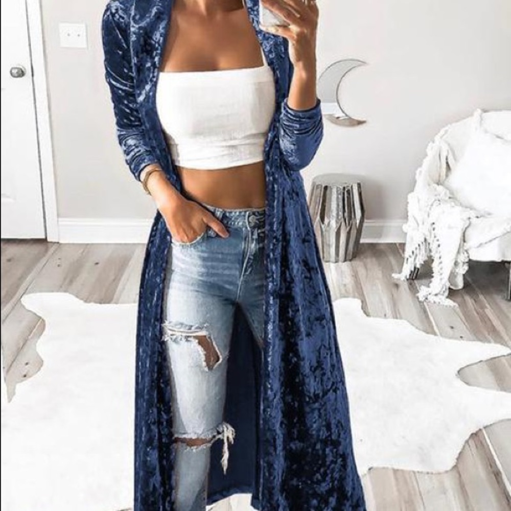 Blue velvet cardigan